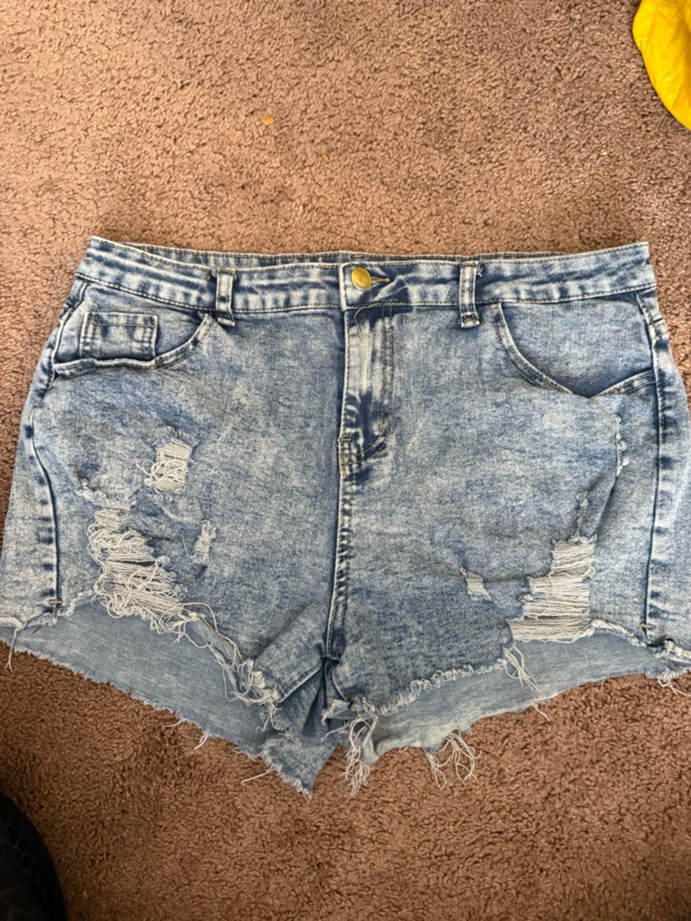 Women’s Distressed High-Rise Denim Shorts - Light Wash Blue